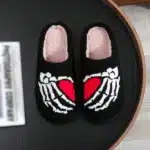 Pantoufles Halloween Squelette Coeur 2