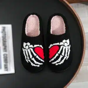Pantoufles Halloween Squelette Coeur 2