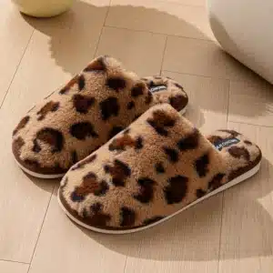 Chaussons Léopard Semelle Epaisse Femme 1
