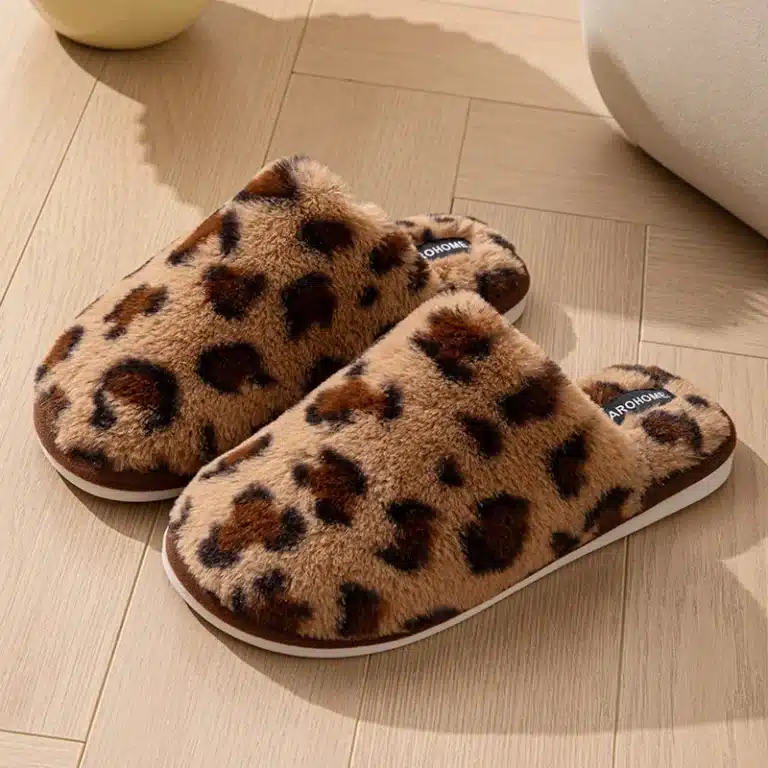 Chaussons Léopard Semelle Epaisse Femme 1