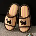 Chaussons Rayés Été Chien Noir 1