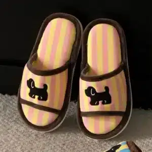 Chaussons Rayés Été Chien Noir 1