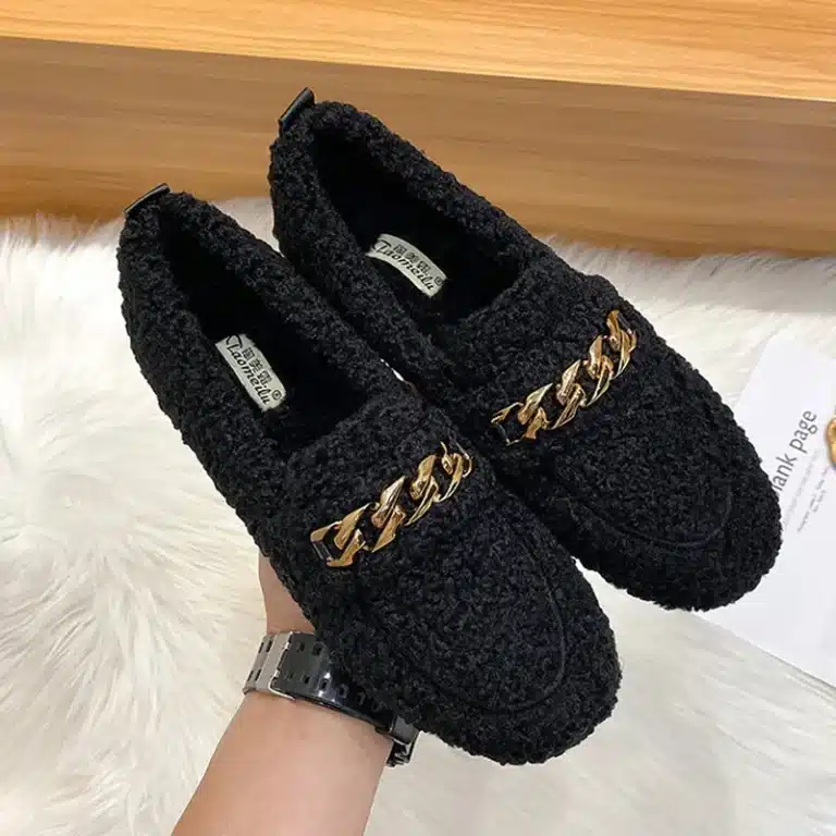 Pantoufles Mocassins Hiver Femme Avec Chaine 1