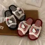 Pantoufles Ouvertes Hello Kitty Fourrure Et Petit Noeud 1