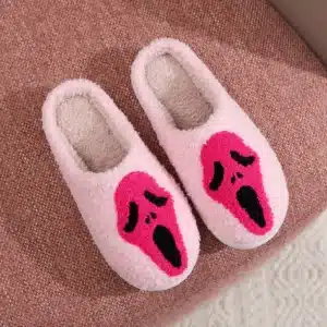 Pantoufles Halloween Visage Scream Rose 1