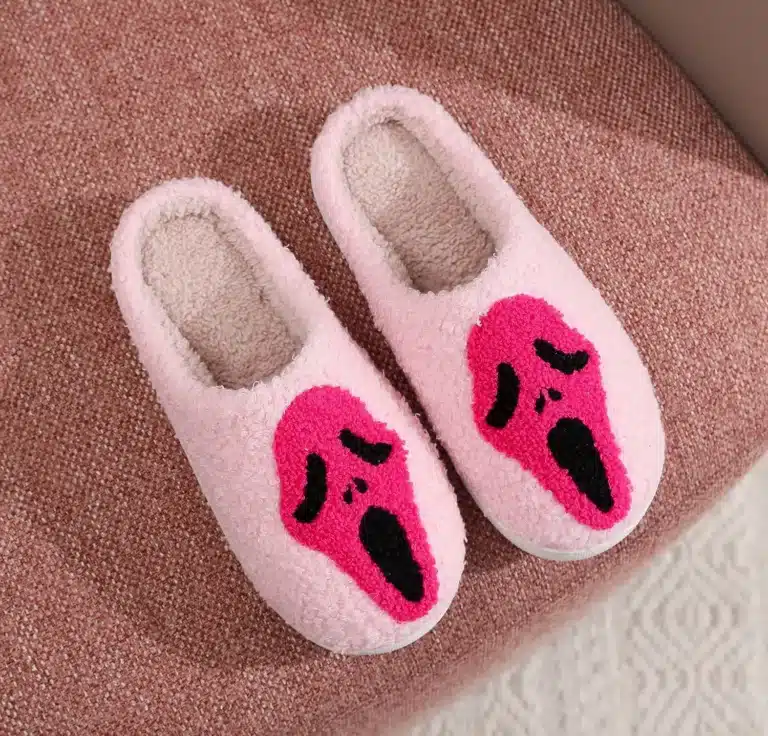 Pantoufles Halloween Visage Scream Rose 1