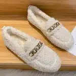 Pantoufles Mocassins Hiver Femme Avec Chaine 5