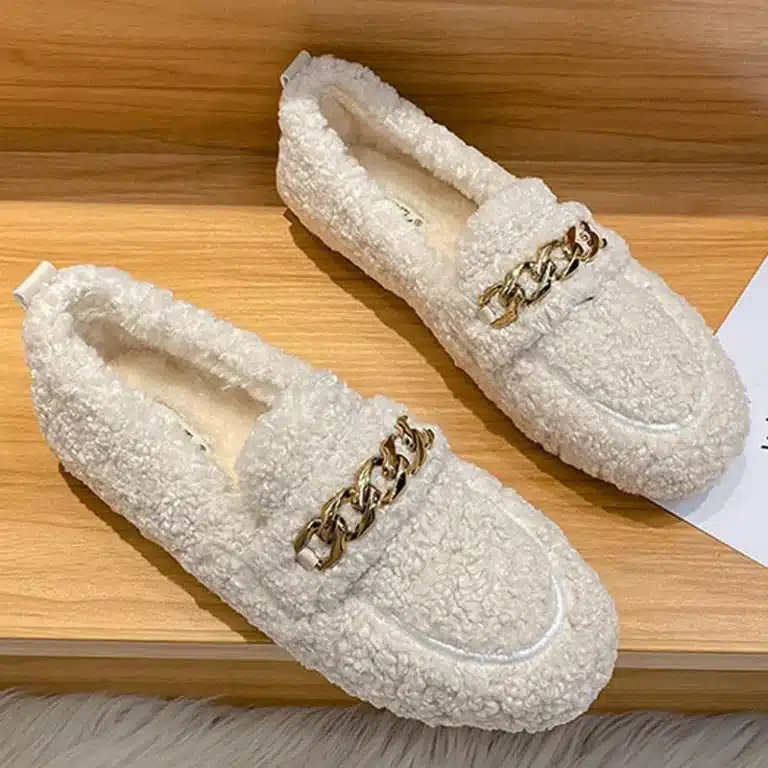 Pantoufles Mocassins Hiver Femme Avec Chaine 5