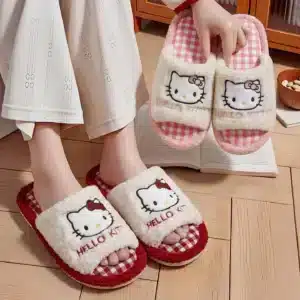 Pantoufles Hello Kitty A Carreaux 1