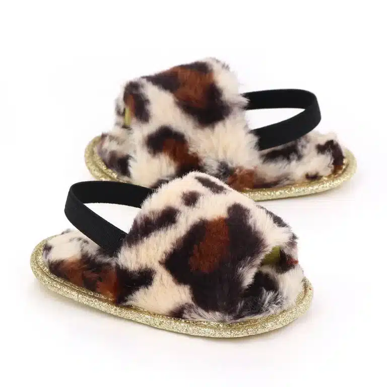 Chaussons Bébé Printemps Fourrés Léopard 1