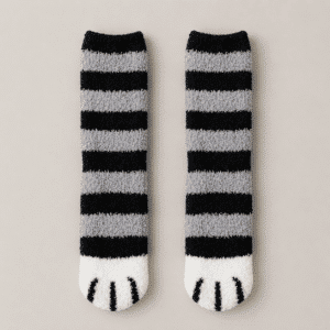 Chaussons Chaussettes Rayées Pattes D'Animaux