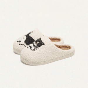 Chaussons Chat Mignon Noir Et Blanc