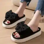 Claquettes Plateformes Gros Noeud En Lin 4
