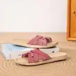 Claquettes Croisées Femme En Lin 4