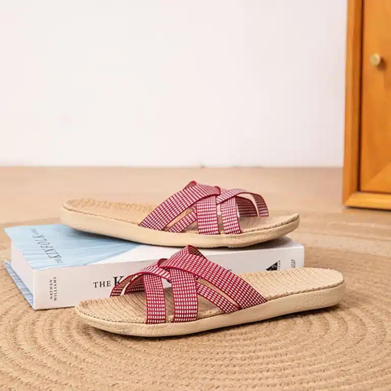 Claquettes Croisées Femme En Lin 4