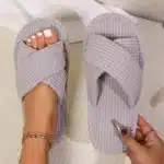 Pantoufles Coton Brides Croisées 4