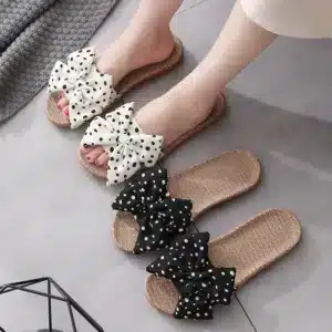 Claquettes En Lin Noeud Papillon Femme 2