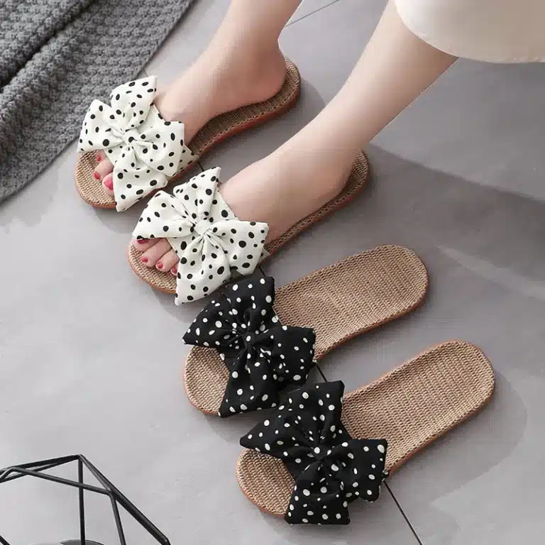 Claquettes En Lin Noeud Papillon Femme 2