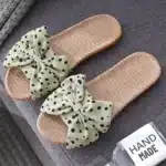 Claquettes En Lin Noeud Papillon Femme 4