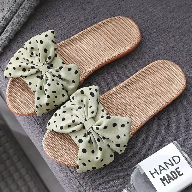 Claquettes En Lin Noeud Papillon Femme 4