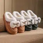Chaussons Élégants Fourrés Avec Noeud 1