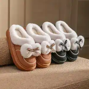 Chaussons Élégants Fourrés Avec Noeud 1