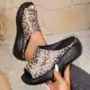 Claquettes Mules Compensées Léopard Femme 1