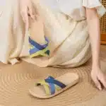 Claquettes Croisées Femme En Lin 2