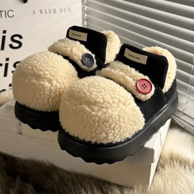 Pantoufles Baskets Sherpa Bouton 1