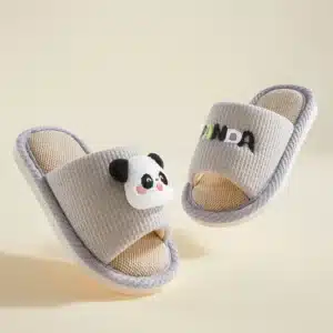 Chaussons Claquettes Lin Panda Mignon 1