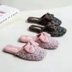 Pantoufles Pailletées Nœud Velours 2