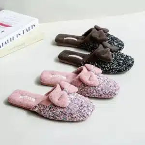 Pantoufles Pailletées Nœud Velours 2