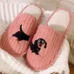 Pantoufles Motif Teckel Noir 1