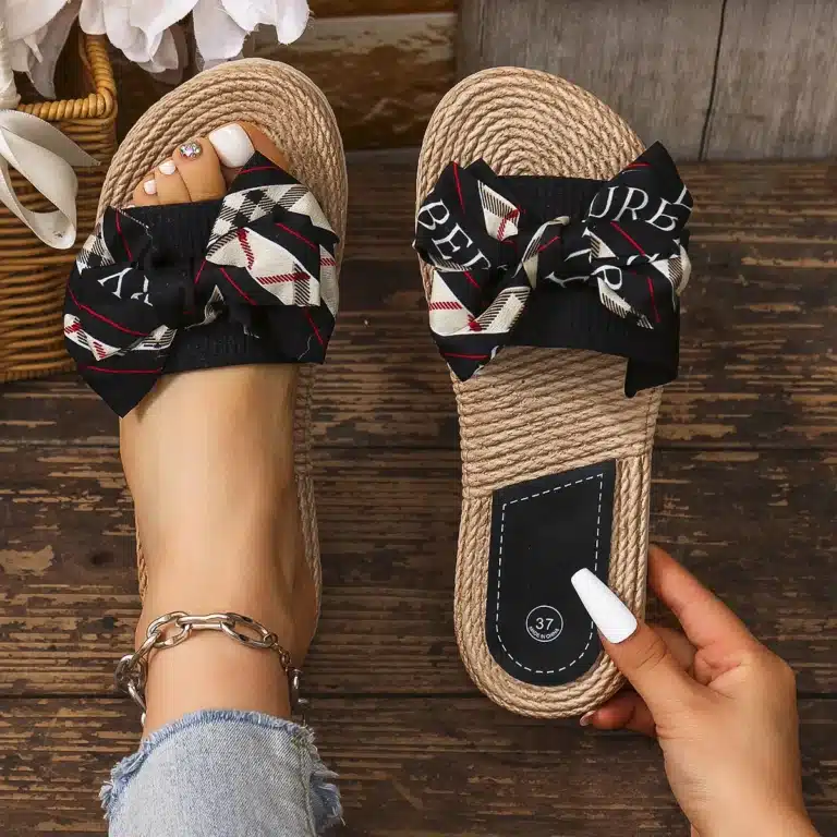 Claquettes Bohème Corde Et Nœud Femme 1