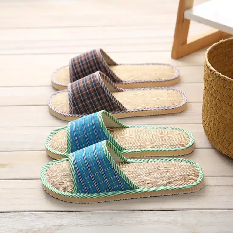 Claquettes Paille À Carreaux 4