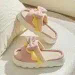 Pantoufles Lin Noeud Papillon Coloré 4