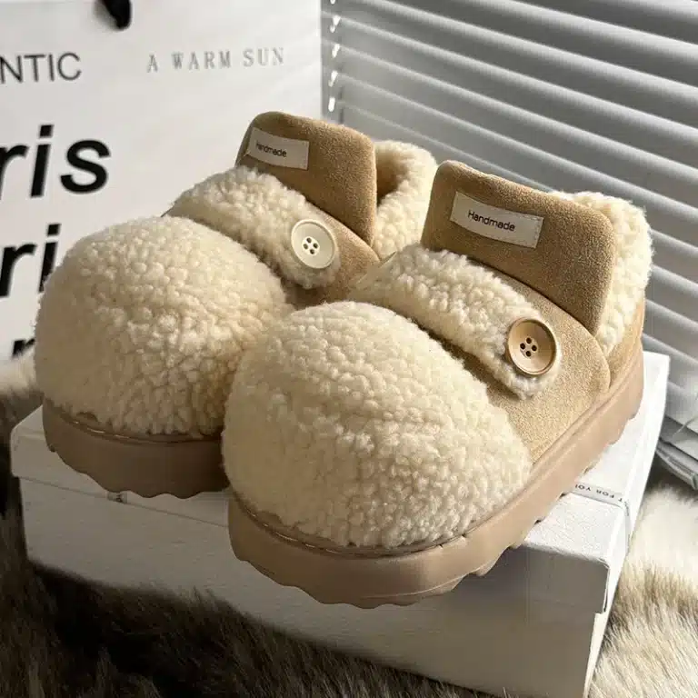 Pantoufles Baskets Sherpa Bouton 4