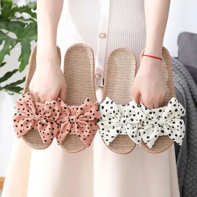 Claquettes En Lin Noeud Papillon Femme 3