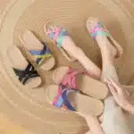 Claquettes Croisées Femme En Lin 1