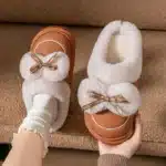 Chaussons Élégants Fourrés Avec Noeud 3