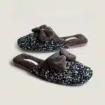 Pantoufles Pailletées Nœud Velours 1