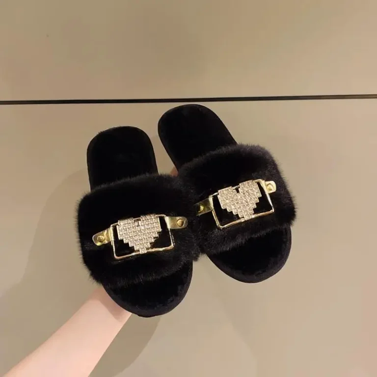 Claquettes Hiver Fourrure Strass 2