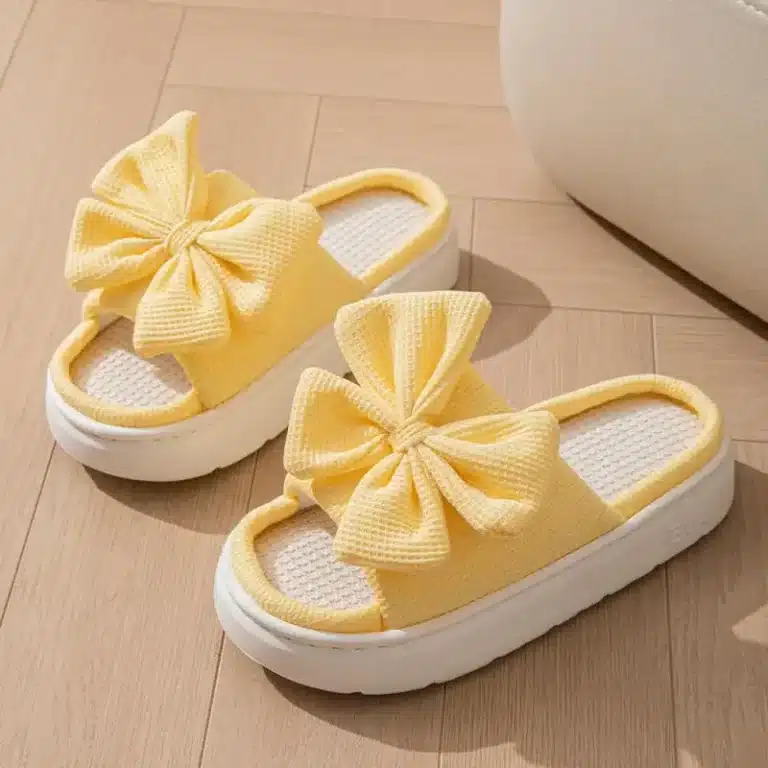 Claquettes Plateformes Gros Noeud En Lin 6