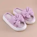Claquettes Plateformes Gros Noeud En Lin 1
