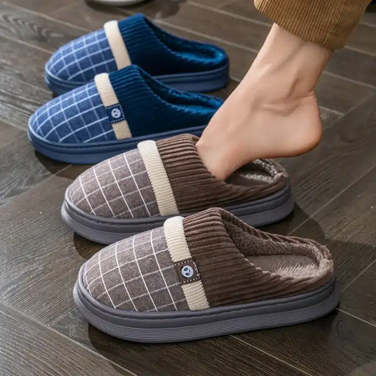 Pantoufles Grande Taille A Carreaux 1