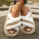 Pantoufles Coton Brides Croisées Fourrées 1