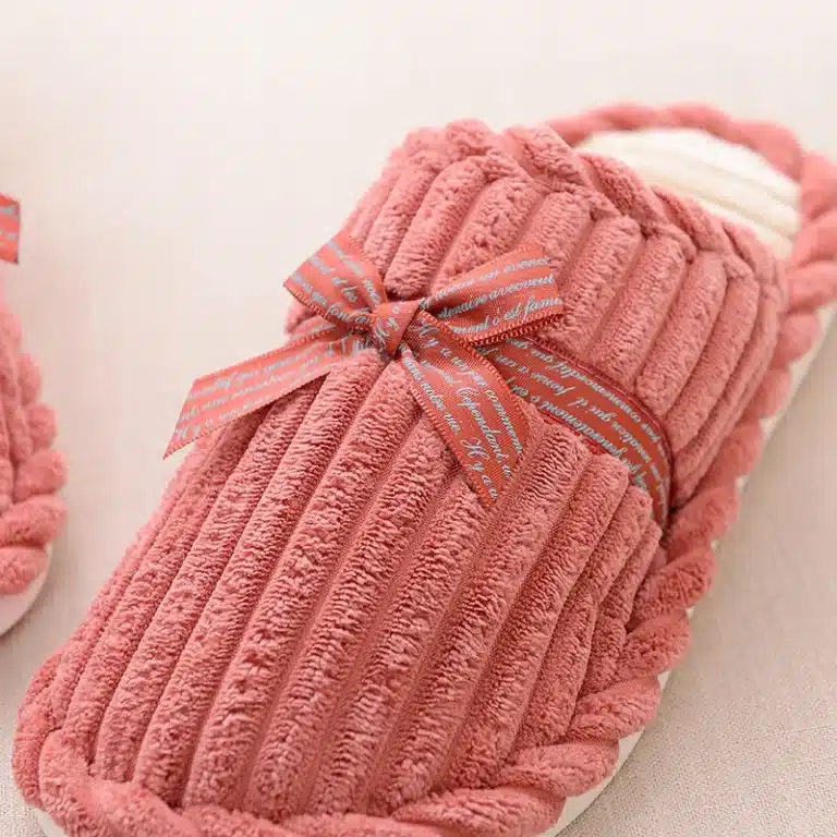 Pantoufles D'Hiver Moelleuses Avec Noeud 3