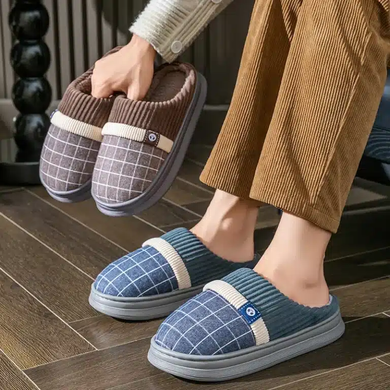 Pantoufles Grande Taille A Carreaux 2