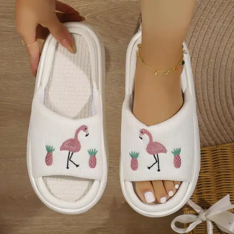 Claquettes Flamant Rose Semelle Épaisse 2
