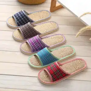 Claquettes Paille À Carreaux 1